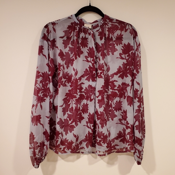 A New Day Transparent Floral Shirt Women's Size M - Picture 2 of 9